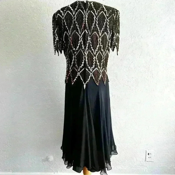 Vintage Laurence Kazar silk beaded sequin‎ party dress size medium - Picture 9 of 13